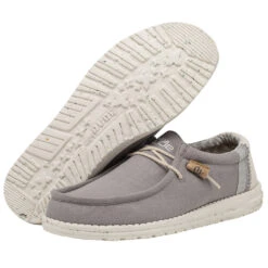 Wally Break Stitch - Grey -Heydude 110793297 WALLY LINEN NATURAL GREY LEFT 3 1