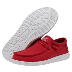 Wally Slub Canvas - Red -Heydude 40009 610 WALLYSLUBCANVAS RED PAIRBOTTOM