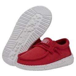 Wally Toddler Slub Canvas - Red -Heydude 40029 610 WALLYTODDLERSLUBCANVAS RED PAIRBOTTOM