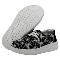 Wendy Youth Rise Eyelet - Black -Heydude 40108 001 WENDY YOUTH RISE EYELET BLACK LEFT 3