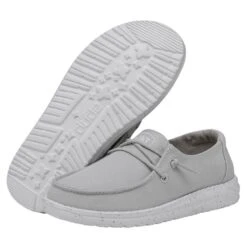 Wendy Youth Slub Canvas - Light Grey -Heydude 40143 007 WENDYYOUTHSLUBCANVAS LIGHTGREY PAIRBOTTOM