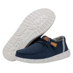 Wendy Washed Canvas - Navy -Heydude FW23 W 40297 410 WENDY WASHED CANVAS NAVY LEFT PAIROUTSOLE